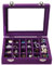 BASUWELL 24 Grid Velvet Jewelry Tray for Drawers Glass Clear Lid Showcase Display Storage Ring Trays Holder Earrings Organizer Case Purple