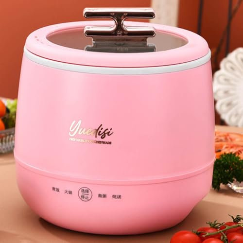 Rosado,Mini Olla arrocera Adecuada para 2-3 Personas, Olla arrocera pequeña Multifuncional de 1,8 L con Olla Interior Antiadherente y Taza medidora, con función de Mantener Caliente