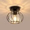Goeco Deckenleuchte Kristall Schwarz, E27 Moderne Deckenlampe, Vintage Industrie Kronleuchter mit Käfig-förmigen Lampenschirm für Eingang Flur Schlafzimmer Wohnzimmer