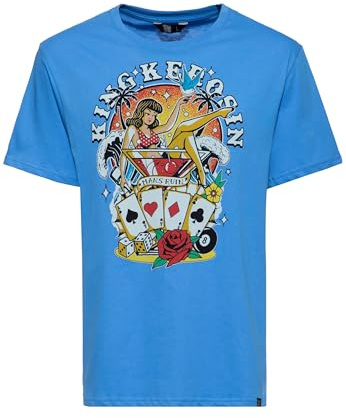 King Kerosin Herren T-Shirt Las Vegas · Pinup · Rockabilly · Regular Fit · Print · Artwork · Shirt · Retro · Vintage · Herrenshirt · Kurzarm · Rundhals · 50s · Man's Ruin