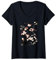 Femme Abricotier Japonais Prunier Chinois Fleur T-Shirt avec Col en V