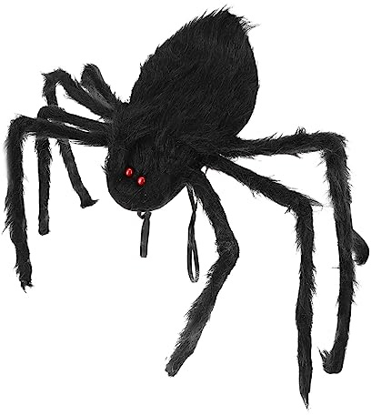 MUCKLILY Plüsch Spinnen Rucksack Halloween Candy Tasche mit Schulterriemen Flexible Biegbare Beine aus Eisen Schwarzer Weicher Stoff Wiederverwendbar für Halloween Party Kostüm