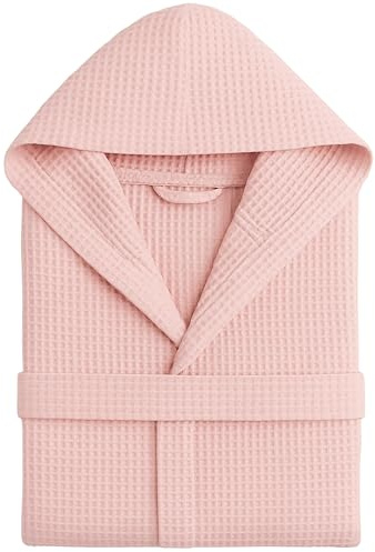 o-day Peignoir nid d'abeille pour femme et peignoir en coton avec capuche, poches et ceinture, léger et de voyage S-XXXL