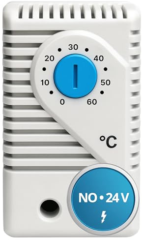 MarketConnect® Termostato meccanico da quadro 0–60°C • PTS 011 NO • Blu • 24 V 10 A • Guida DIN 35 mm • Bimetallico senza alimentazione • Per ventole/scambiatori/allarmi • THR060NO024