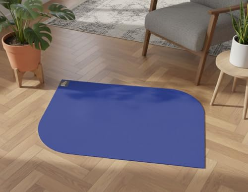 SANOZOO® Napfunterlage „Blatt“ – schadstofffrei Öko-Tex Zertifiziert, beidseitig rutschfest & waschbar – Futtermatte für Hund & Katze, Made in Germany Blau 40 x 60 cm