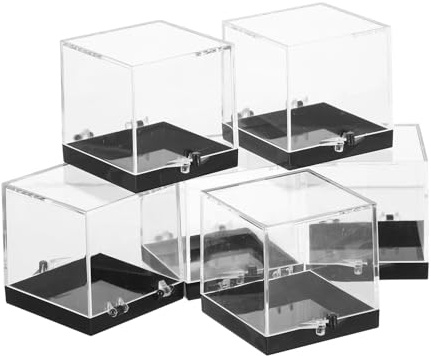 Transparente Kunststoff Kristallvitrine 6 Stück mit Schwarzem Sockel