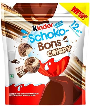 10x Kinder Crispy Schokobons I Knusprige Reisstückchen in zarter