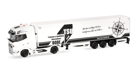 Herpa LKW Modell DAF XG+ Kühlkoffer-Sattelzug TSU Bode, Miniatur im Maßstab 1:87, Sammlerstück, Made in Germany, Kunststoff