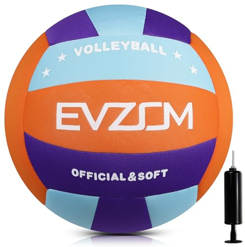 EVZOM Soft Indoor Volleyball - Super Soft Fabric Safe and Silent Volleyball for Girls Boys Youth Beginners,Light Volleyballs for Inside House and Yard Tranining