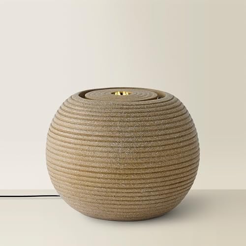 ValueLights | Round Ribbed Natural Solar Powered Outdoor Water Fountain Feature Garden Light | Outdoor Lights, Home Décor & Improvement Essential
