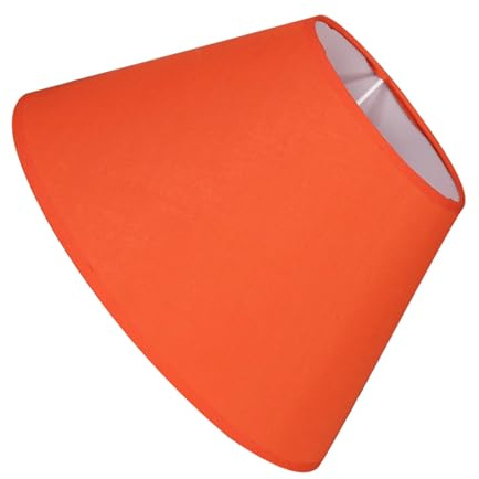 VINTORKY Lampenschirm im Retro Stil aus Baumwoll Polyester mit E27 Fassung Runder Oranger Lampenschirm für Tischlampe für Elegante Wohnumgebung