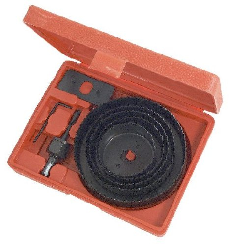 Neilsen CT0348-8pc Hole Saw Set for Wood, Plastic or Thin Sheet Metal - Sizes 64mm to 127mm with Arbor, Extension Plate and Hex Key