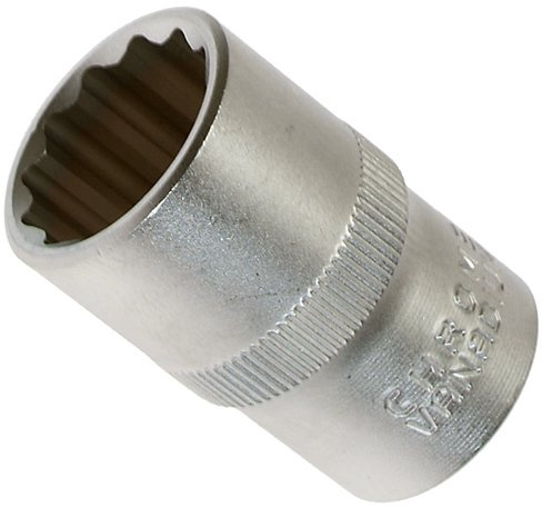 Alkan 18 mm 1/2 Antrieb Vielzahn Stecknuss 12-kant CV-Stahl | Doppel-6-kant Steckschlüssel-Einsatz aus Chrom-Vanadium-Stahl, 12-kant Nuss für Ratsche, Schrauben & Montage