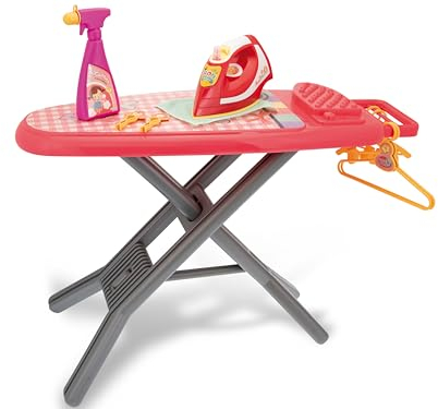 Teorema Giocattoli, Set Asse da Stiro Giocattolo Bambina/o, con Ferro da Stiro a Vibrazione, Luci e Spruzzo Reale, Completo di Appendiabiti e Accessori