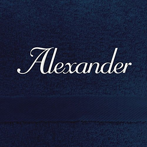 digital print Handtuch mit Namen Alexander Bestickt, 50x100 cm, dunkelblau, extra Flauschige 550 g/qm Baumwolle (100%), Badetuch mit Namen besticken, Duschtuch mit Bestickung
