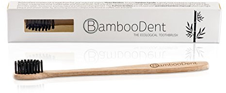 BambooDent - La Brosse à Dents Écologique | Dents Naturellement Blancs | Medium Sensible Poils en Charbon Actif | Poignée en Bambou | Biodégradable et Durable | 100% SANS BPA et Natural