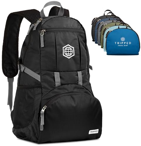 TRIPPED Travel Gear Traveling Backpack- Foldable Collapsible Lightweight Backpack for Travel, 35 liters