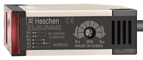 Heschen - Interruptor fotoeléctrico E3JK-R4M2 24-240 VAC/12-240 VDC tipo reflectivo, con detección de distancia de 4m, con panel reflector.