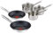 Tefal Elementary Inox Induction Batterie de cuisine 5 pièces 3 casseroles 14/16/18 cm + couvercles en verre 16/18 cm + 2 poêles 20/24 cm H054S544