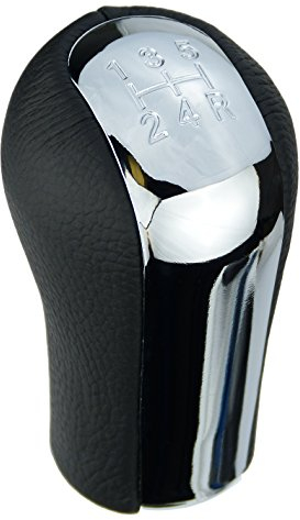 L&P A279-2 Schaltknauf Schalthebel Schwarz Chrom Leder Hebel 5 Gang M12 Feingewinde kompatibel mit Toyota Auris E15 Avensis T22 T25 Corolla E10 E11 E12 Yaris P1 P9 Knauf Plug Play Ersatzteil