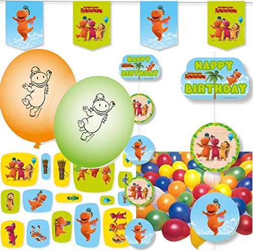 101-tlg. Deko-Set * DER KLEINE DRACHE KOKOSNUSS * für Kindergeburtstag mit Partykette + Deckendecko + Luftballons mit Aufdruck + XXL-Konfetti + Luftschlangen + weitere Deko | Kinder Geburtstag Set