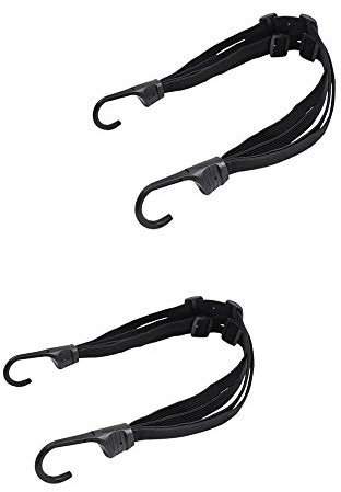 Lot de 2 sangles élastiques universelles rétractables tendeur pour casque de moto de 61 cm avec 2 crochets (noir)