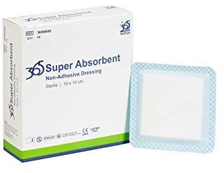 365 Super Absorbent Dressing 10cm x 10cm - Non adhesive (x 10)