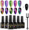 MTSSII Cat Eye Gel Nagellack Chamäleon Magnetgel UV LED 6 Farben Magnetgele Uv Nagellack Set mit 1 Magnet Stick absaugen Magnetnagelack für Frauen Mädchen