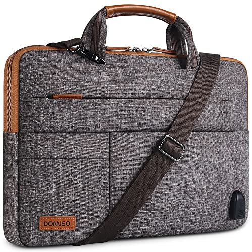 DOMISO 10,1-10,5 Pulgadas Funda Protectora con Puerto de Carga USB Bolsa Bandolera Maletin para Ordenador Portátil/Tablet / 9.7 iPad Pro / 10.1 Lenovo Tab 4 Plus/Asus/Acer/HP, Marron