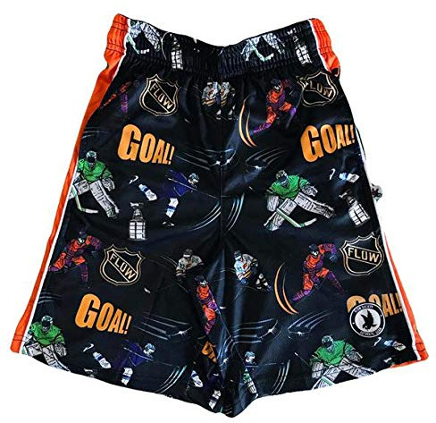 Flow Society Shot On Goal Boys Shorts - Kids Athletic - Basketball - Baseball - Hockey - Football - Lacrosse - Black