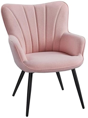 Yaheetech Sessel Relaxstuhl Küchenstuhl Polsterstuhl Gestell aus Metall, Polstersessel Wohnzimmermöbel 63,5 x 68,5 x 84 cm, rosa