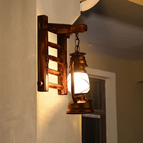 A.1.Coo Wohnzimmer Wandlampe Licht Lampe Wandleuchte Holz Retro Lichter Rustikale Schlafzimmerwand Einfach Kreativ Vintage Antik Glas Metall Lampenschirm Nostalgie Innen Loft Design Leuchte,B