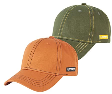 riverso Herren Cap RIVNoel 2er Pack Baseballcap Snapback Kappe Sport Verstellbare Outdoor Mütze Basic Einfarbig 100% Baumwolle Einheitsgröße Grün Braun, Größe:One Size, Farbe:Farbmix 6