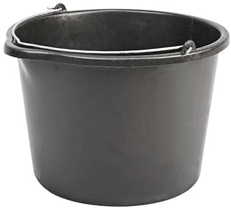Black Building Bucket Strong Mixing Mortar Container Tub - Very Robust Plasterers Caste – LEPD Material - Reinforced Bottom. (20 Litres)
