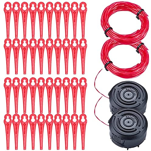 WONET Sostituzione lama e filo di taglio, per decespugliatore a batteria NCGT-S20LIDA, con 40 lame in plastica e 2 fili (3 metri/fascio, 2 alberi rotanti per il taglio del filo)