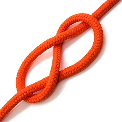 Orange Polypropylene Rope, Solid Braided Poly Rope Cord Twine for Boat Yacht Dock Line Camping Washing Line (6 mm x 100 metres / 328 ft)