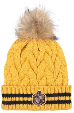 Harry Potter Pom-Pom Strickmütze Hufflepuff gelb