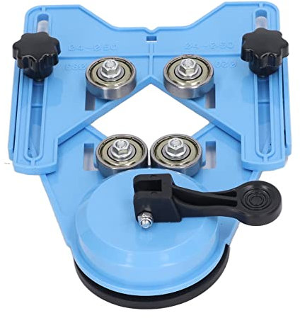 Gabarit de Guidage de Scie Cloche, Positionneur de Guide de Perçage de Trou de Carrelage électrique Fixe Bleu Boîtier en ABS avec Roulement en Acier Stable avec Ventouses pour la Décoration