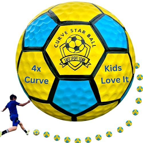 Safe Sport Gear Curve Star Fußball – Kurve Deine Schläge Wie EIN Profi mit Diesem Lustigen Kinder-Fußballgeschenk – Toller, Leichter Fußball in Größe 5 für Kinder (Gelb)