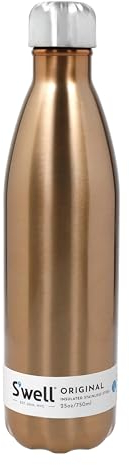 S'well Stainless Steel Reusable Water Bottle, 750ml, Pyrite, Triple-Insulated and Leak-Proof Drinking Bottle for Hot and Cold Beverages up to 48h Cold/24h Hot, Gold