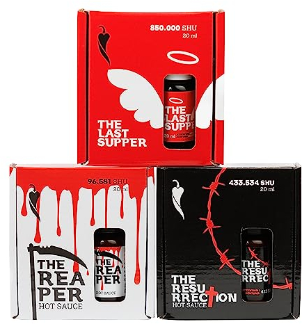 I LOVE SPICY Coffret Sauces Piquantes 3 x 20 ml – Sauces Ultra-Fortes en Flacons Individuels avec Pipette – Pour Défis Scoville et Dégustations Épicées
