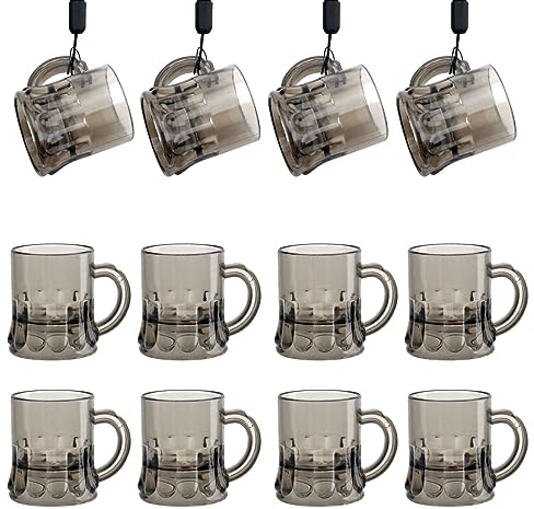12 Stück Schnapsglas mit Henkel Kunststoff, 3CL Schwarz Schnapsbecher Party Schnapsgläser, Mini Schnapsbecher zum Herumhängen für Junggesellnabschiede, Fasching, Accessoire, Karneval, Mottoparty