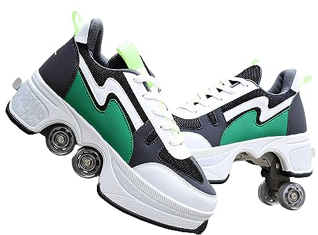 Rollschuh Roller Skates, Sneakers mit Rollen, 4 Rad Verstecktes Rollschuhe, 2 in 1 Mehrzweckschuhe Schuhe für Männer Frauen und Kinde