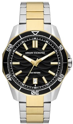 Armani Exchange Uhr für Herren Spencer Quarz/3-Zeiger Datum Uhrwerk 44 mm Gehäusegröße mit Edelstahlarmband AX1956