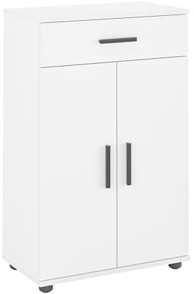 KOMTO Kommode Weiß - Komodenschrank für Schlafzimmer, Schrank mit Türen für Flur, Schlafzimmer, Wohnzimmer | Porto 90 х 34 х 60 cm