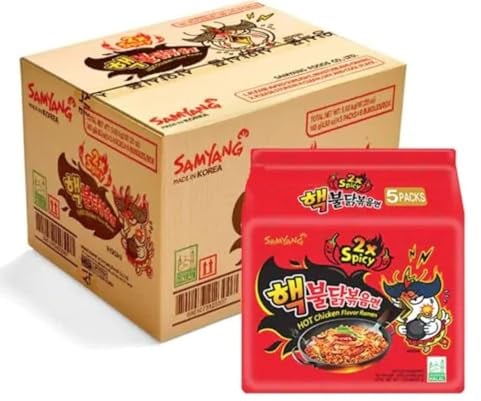 SAMYANG 2X Spicy Ramen Noodles (40-Pack) | Authentic Korean Flavor | Double The Heat | Quick & Easy Prep