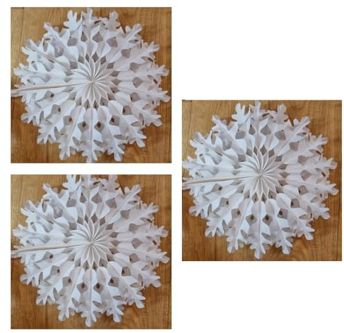 3x White Christmas Snowflake Paper Snow Flake Hanging Swirl Ceiling Decoration Tree