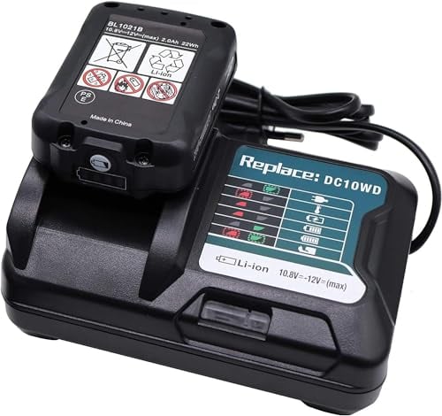 PaillYue Batterie et Chargeur pour Makita 12V CXT Batterie BL1021B BL1016 BL1041B 197339-1 197406-2 BL1040 BL1040B BL1020B BL1015