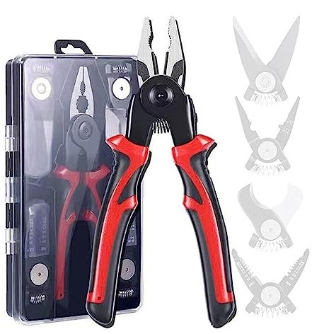 YIWENG 5in1 Multifunctional Interchangeable Heads Pliers Set Steel Wire Pliers Vise Stripping Pliers Set Multi-purpose Electronic Maintenance Tools for Electrician