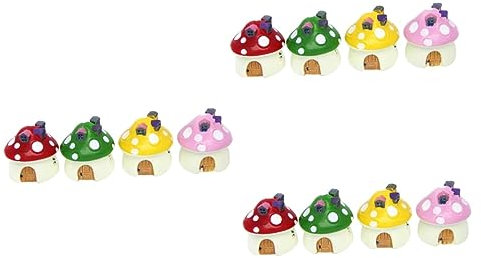 BESPORTBLE 3 Stück: Bauen Sie Eine Feenwelt Miniatur-pilzhaus Mini-pilzhaus-Ornament Außendekor Blumentopf-Dekoration Leuchtend Rotes Gartenszene-zubehör Süße Pilz-wanddekoration